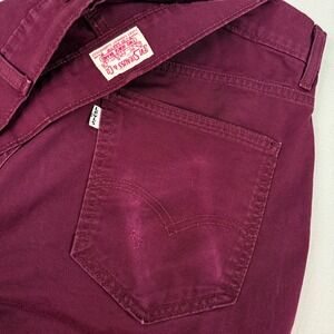 Levis Mens 511 Slim Fit Chino Pants 33x34 (34x32) Burgundy Maroon Red Distressed